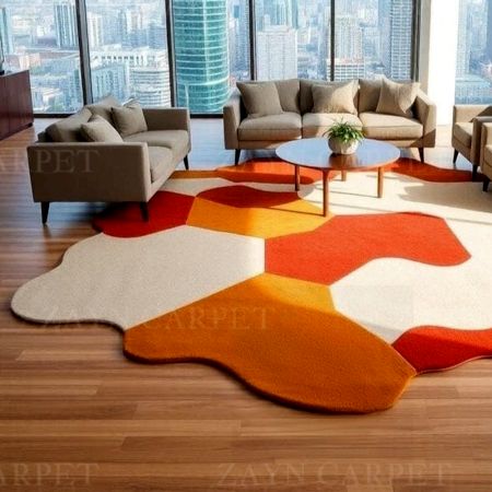 Handcrafted Abstract Color Block Living Room Rug
